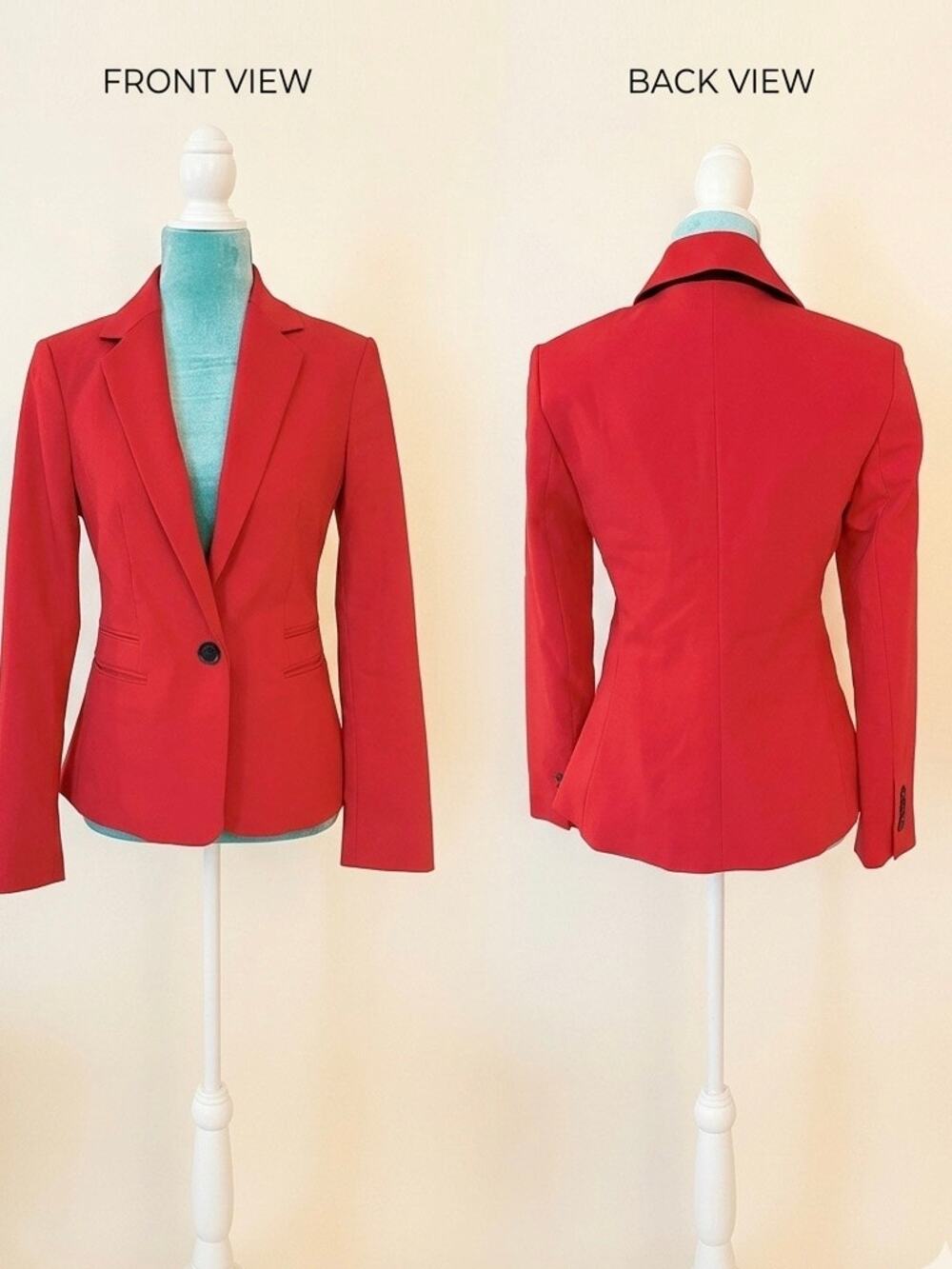 Express Cherry Red Blazer Office Siren Snatched Tailored Minimalist Corpcore 4
